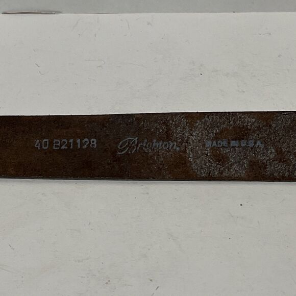 Stunning Hand Tooled Brown Leather Brighton Womens Belt Lg Buckle Hearts Size 38 - Picture 6 of 6